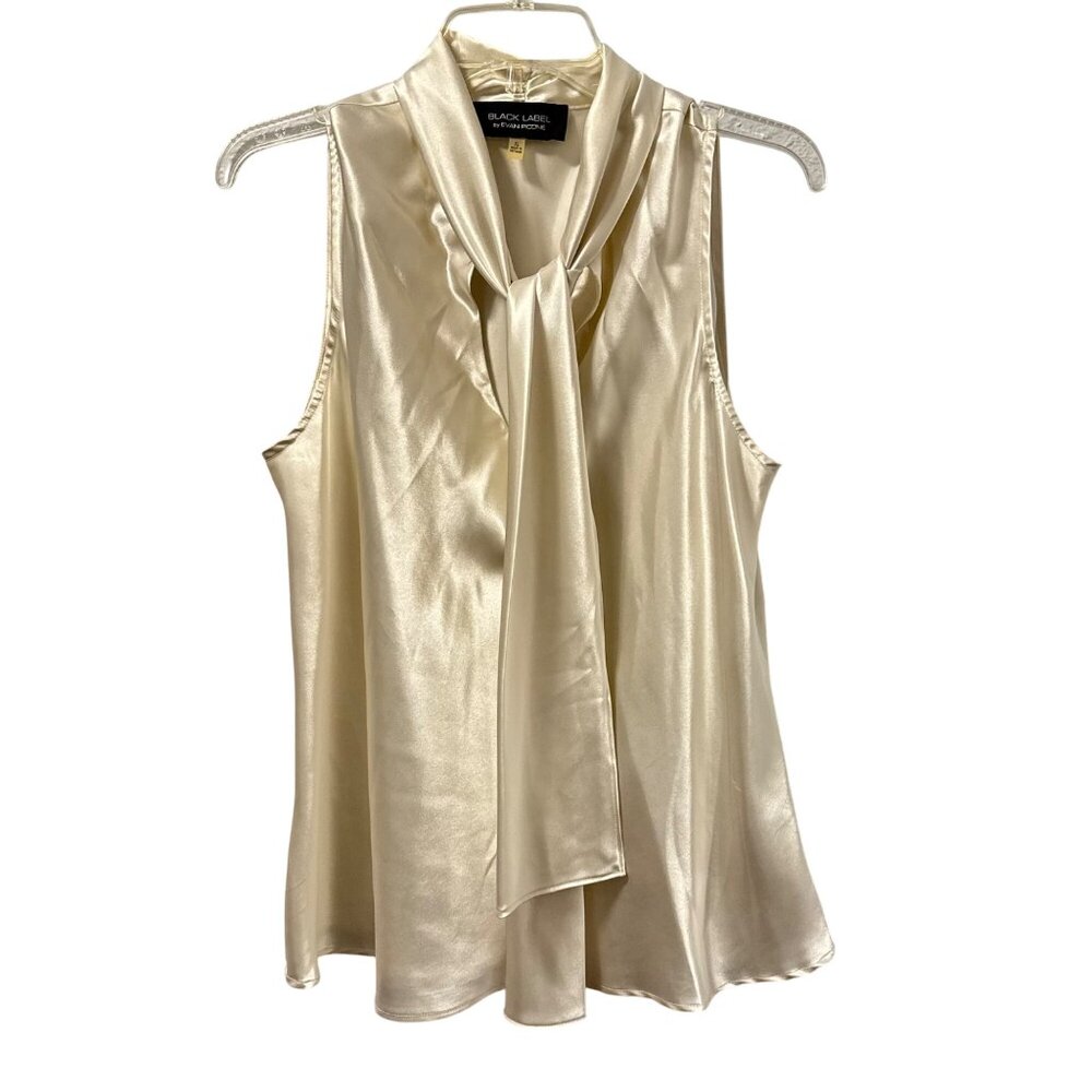 Black Label By Evan-Picone Sleeveless Satin Blouse Sz XL Ivory Blouse - Picture 10 of 12